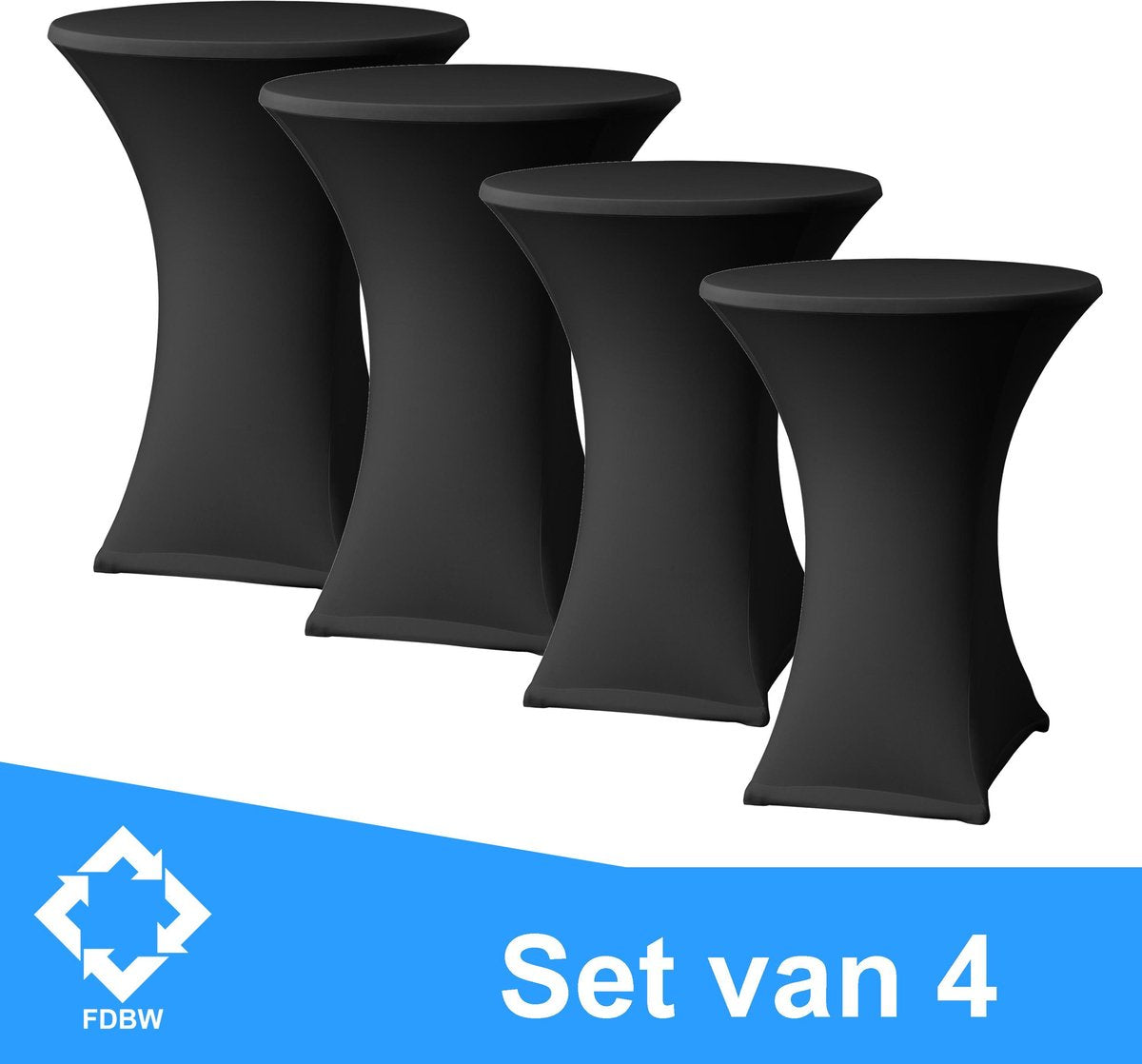 Statafelrok Luxe set van 4  - Stretch - 80x110 cm - Zwart