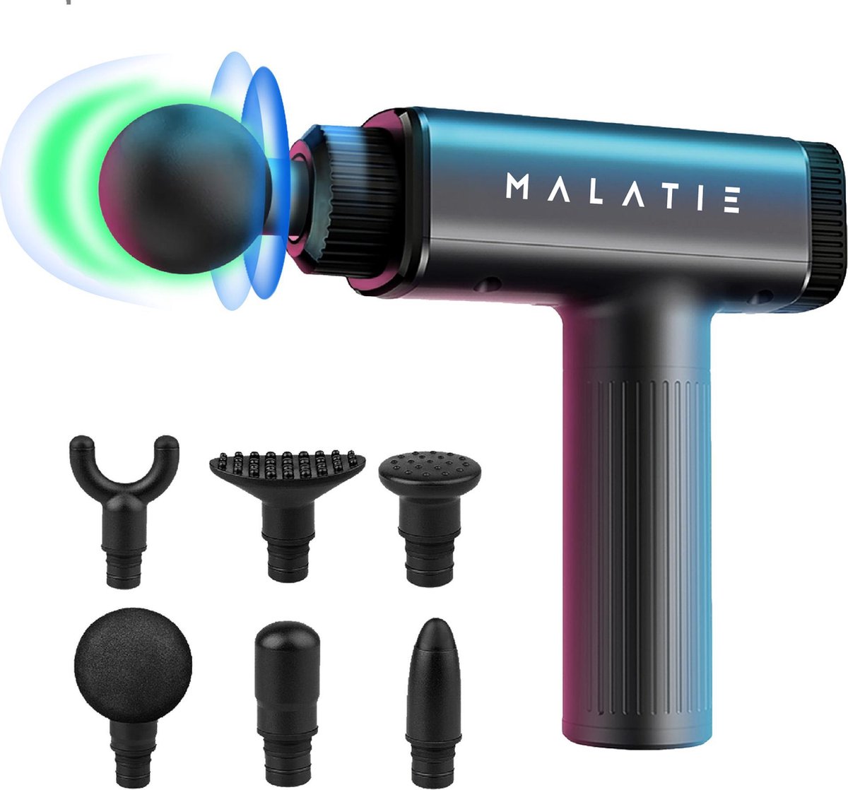 Malatie Massage Gun - Professioneel Massage Apparaat - Digitaal Scherm - Inclusief 6 Opzetstukken - 30 Standen - Professioneel - Massage pistool - Vader cadeautjes