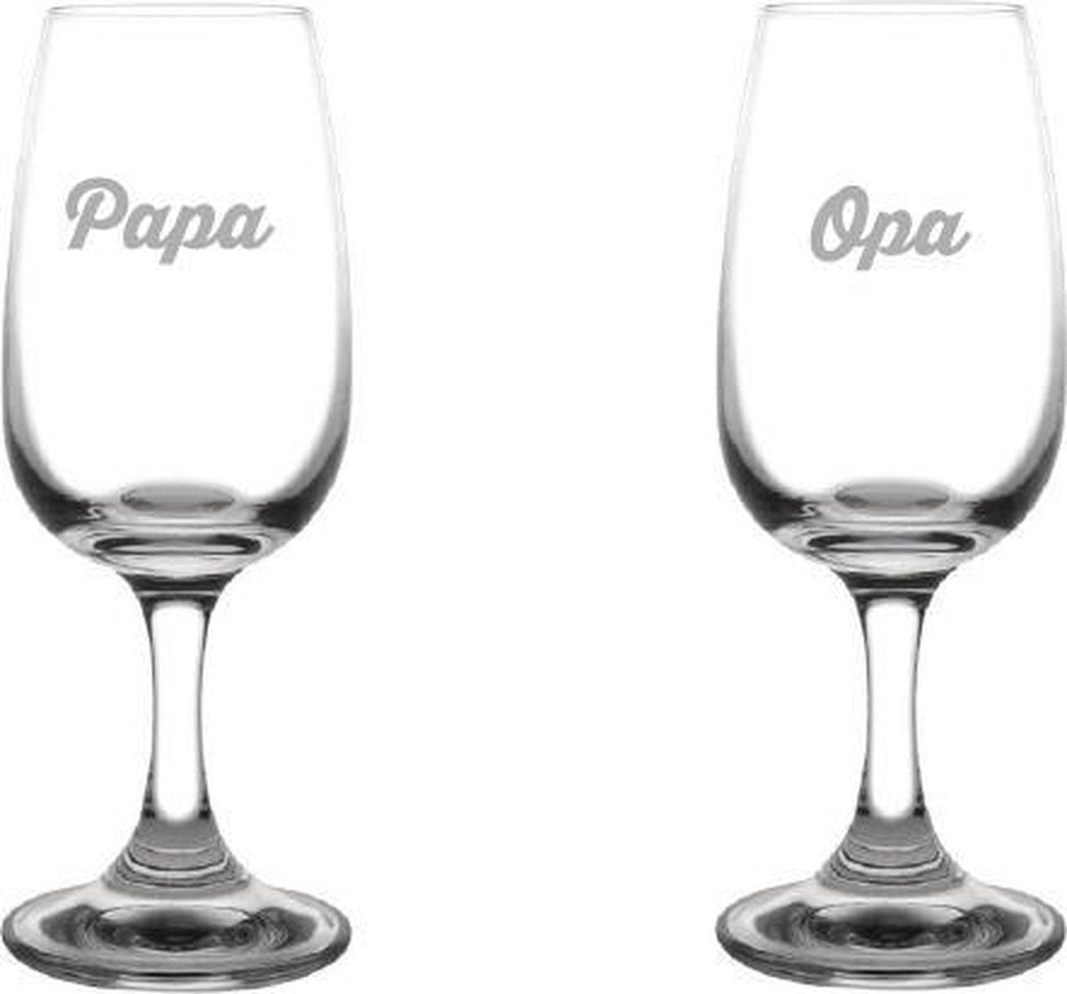 Gegraveerde portglas 12cl Papa+Opa