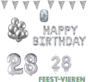28 jaar Verjaardag Versiering Pakket Zilver