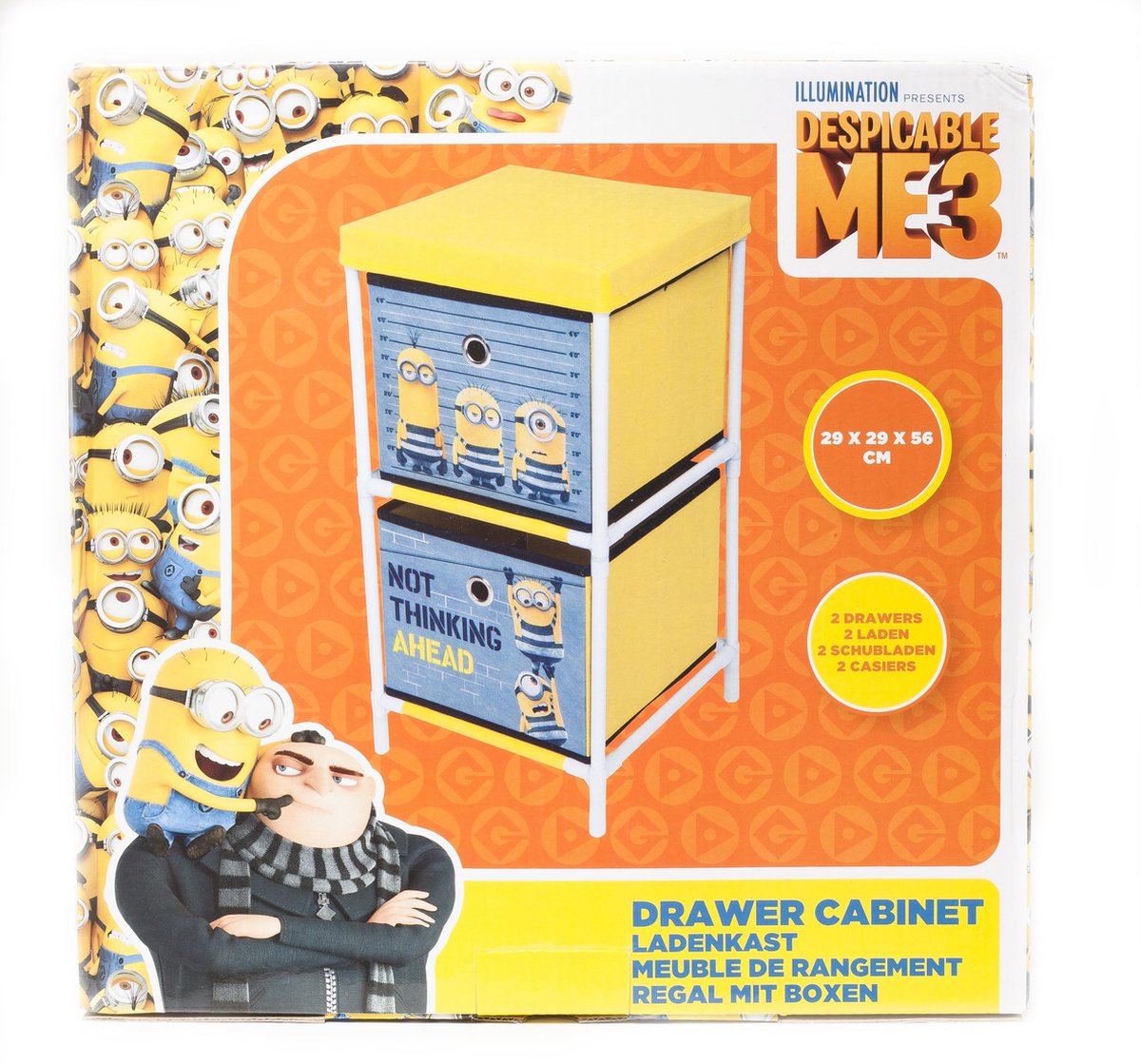 Minions Ladekast met Twee Lades – 56x29x29cm | Spullen Opbergen | Kinderkast met Minions Bakken