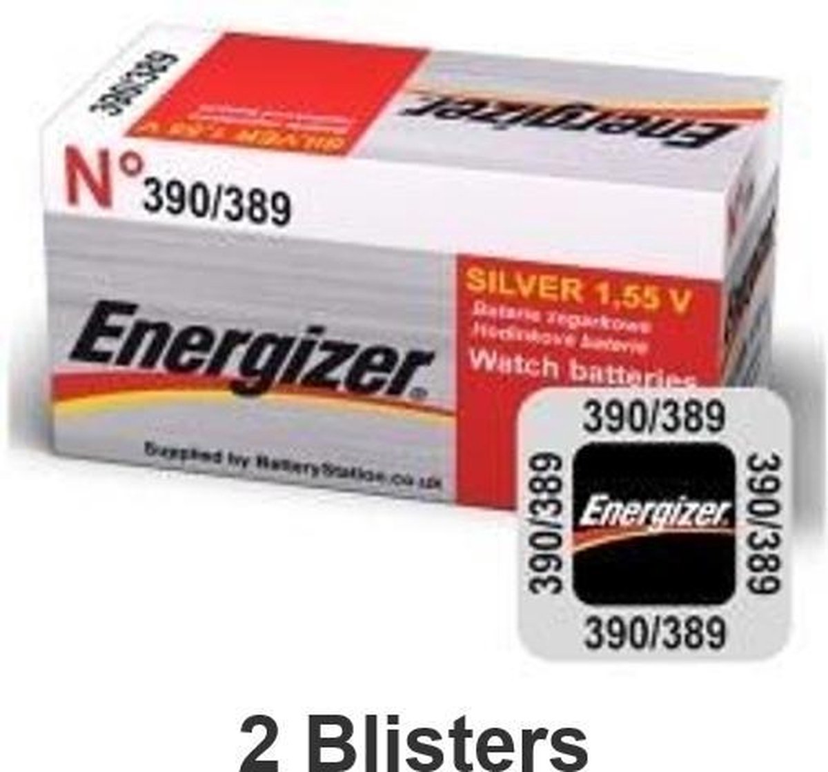 2 stuks (2 blisters a 1 stuk) Energizer knoopcel 389/390 MD horloge batterij zilver oxide