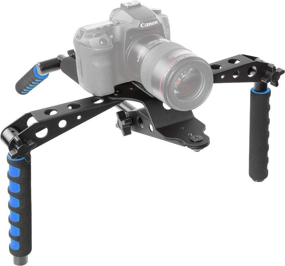 GadgetBay Opvouwbare Camera RIG stabilizer DSLR camera aluminium schouderstatief - Zwart Blauw