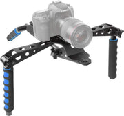 GadgetBay Opvouwbare Camera RIG stabilizer DSLR camera aluminium schouderstatief - Zwart Blauw