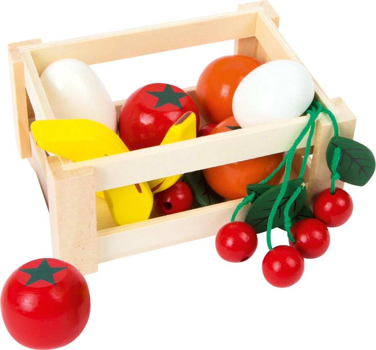 Houten Krat (klein) Gevuld met Fruit en Groente