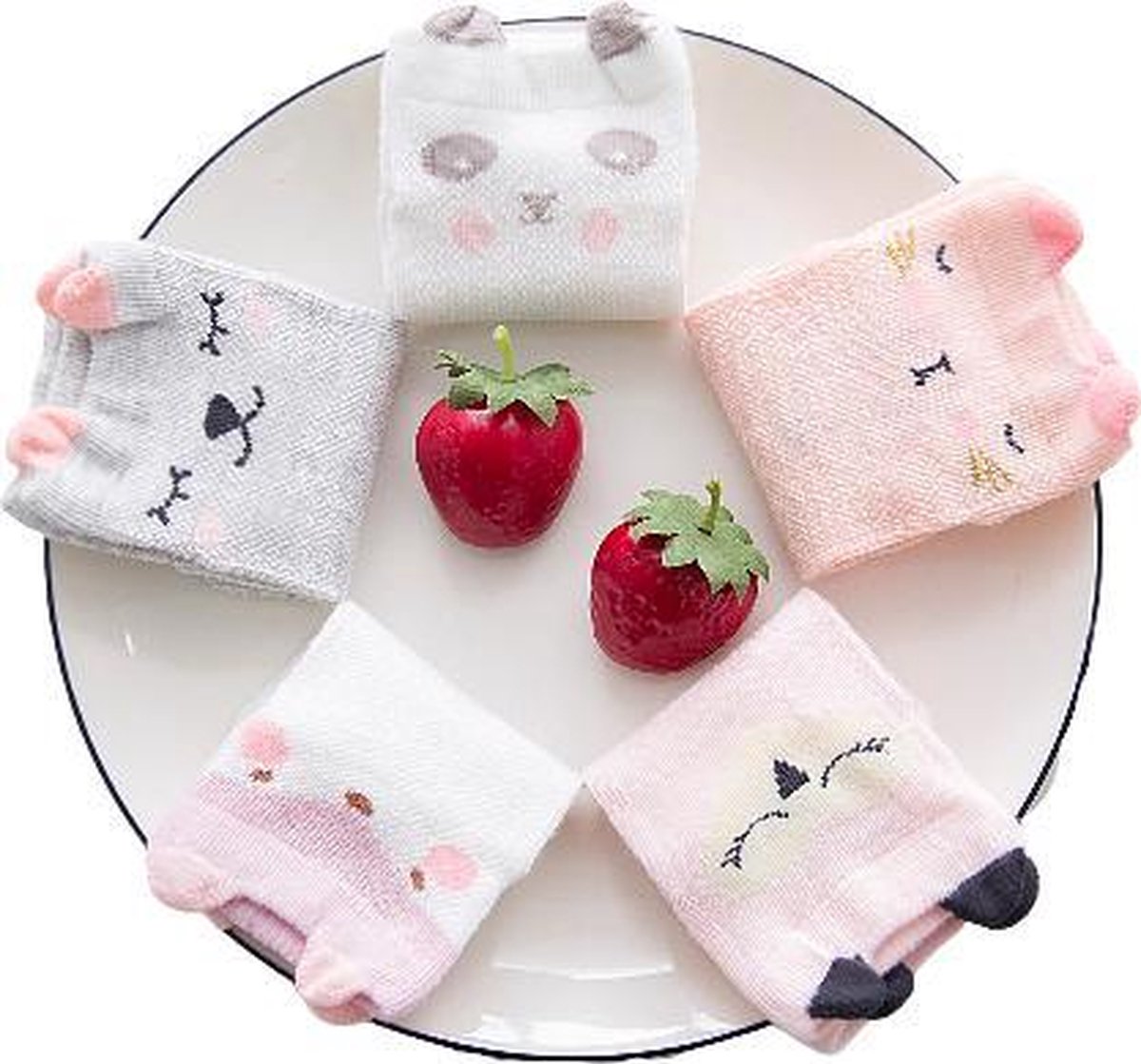 Set 5 paar baby meisjes enkelsokjes - 1-2 jaar - 5 pack baby meisjes sokken diertjes schattig