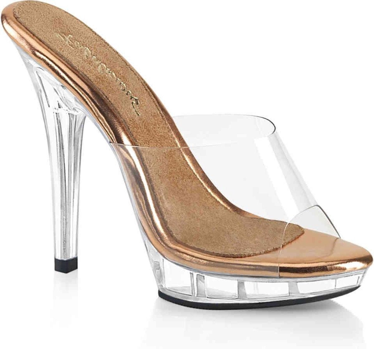 Fabulicious Muiltjes met hak -40 Shoes- LIP-101 US 10 Goudkleurig/Transparant