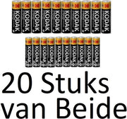 20 kodak xtralife AA & 20 kodak xtralife AAA Batterijen