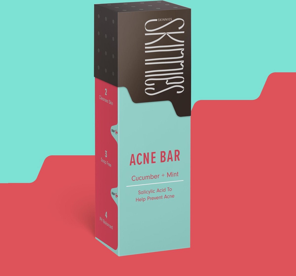Skinnies Acne Bar Cucumber and Mint Stuk zeep 100 g 1 stuk(s)
