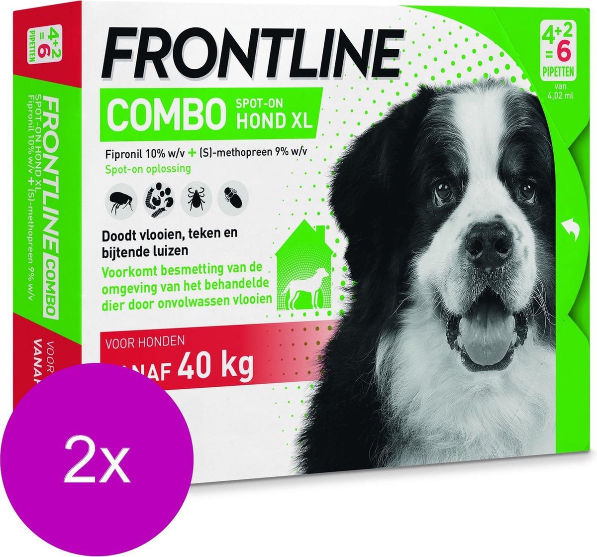 Frontline Combo Spot On 4 Xlarge Hond Xlarge - Anti vlooien en tekenmiddel - 2 x 4+2 pip