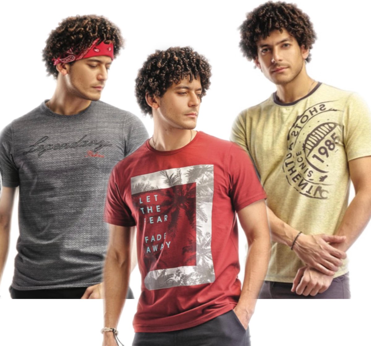 Embrator 3-stuks mannen T-shirt mix8 rood/grijs/geel maat XXL