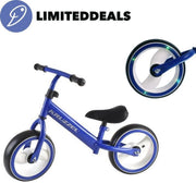 Loopfiets 12inch met Foam wielen en LED verlichting - Blauw - Verstelbaar stuur - LimitedDeals