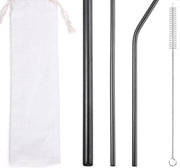 3 Herbruikbare rietjes set | zwart gekleurd | wit zakje