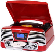 GPO Memphis Retro Muziekcenter Radio-CD-Platenspeler - Rood