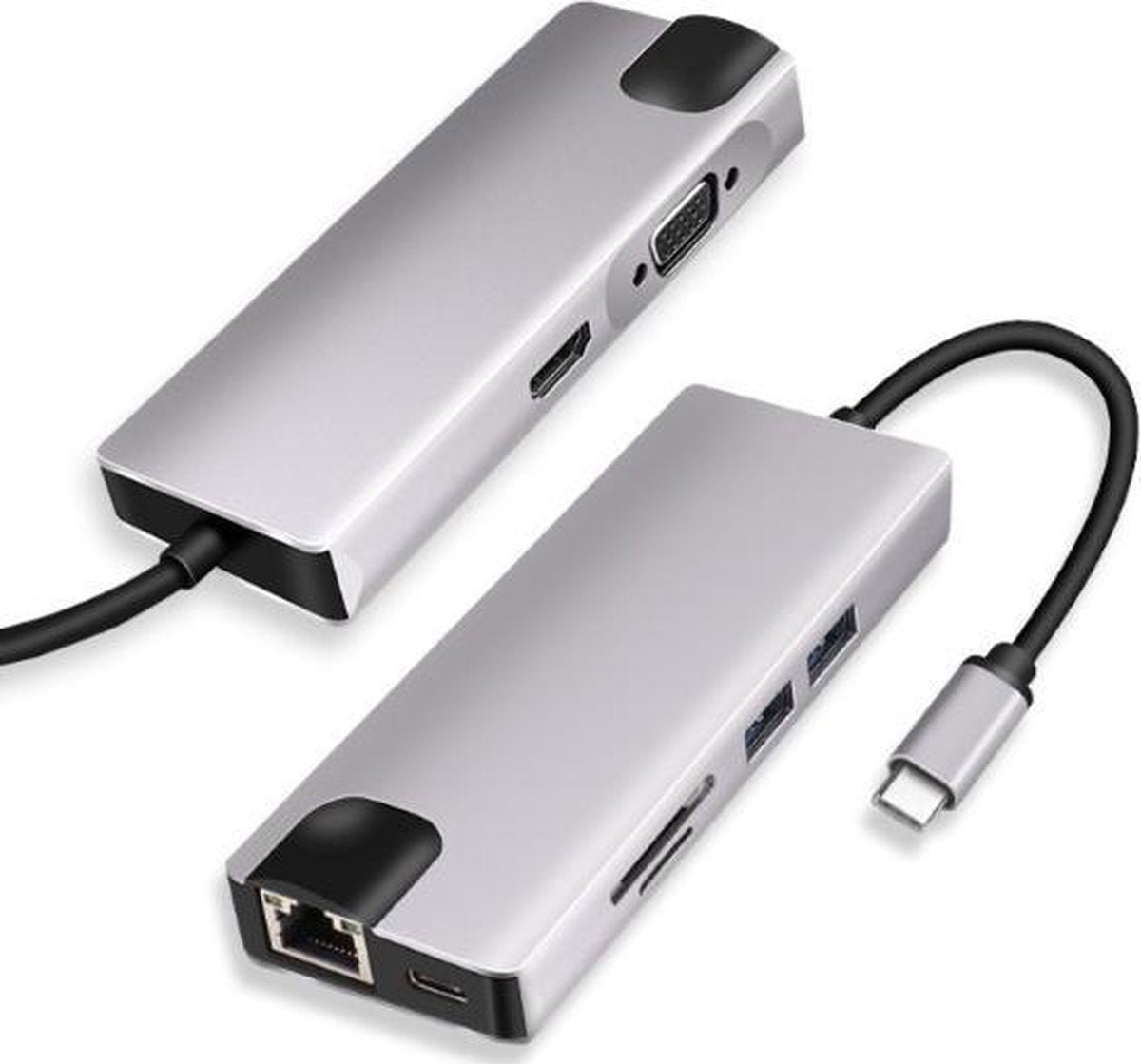 Garpex® High Quality New 8 in 1 USB C Type C To HDMI USB Hub 3*USB 3.0 RJ45 Gigabit Ethernet SD/TF Card Reader