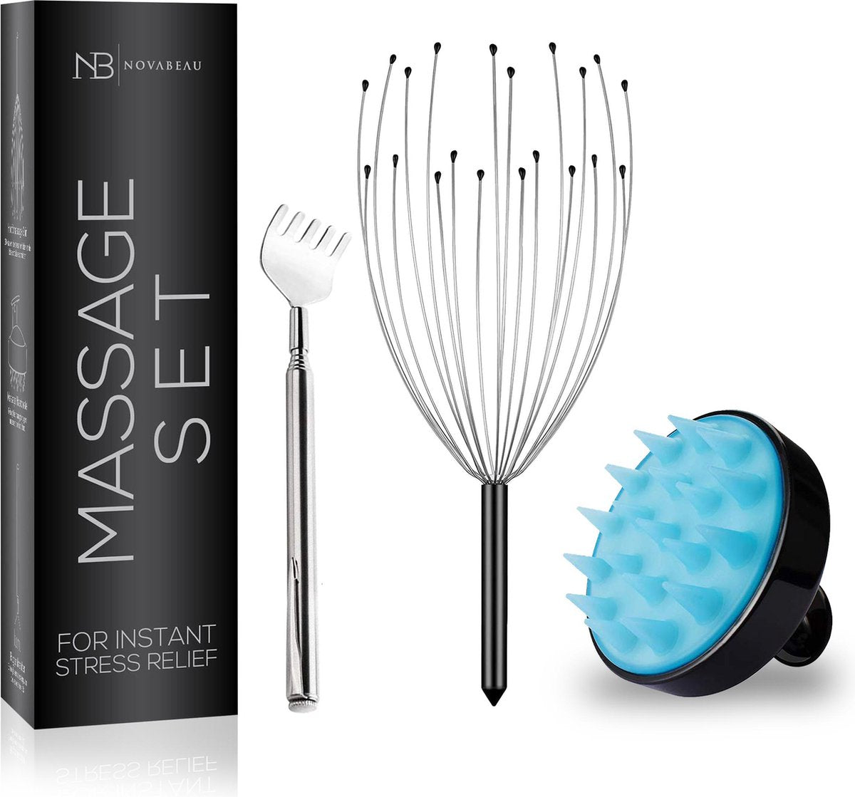 Novabeau 3-Delig Massage Set – Uitschuifbare Ruggenkrabber