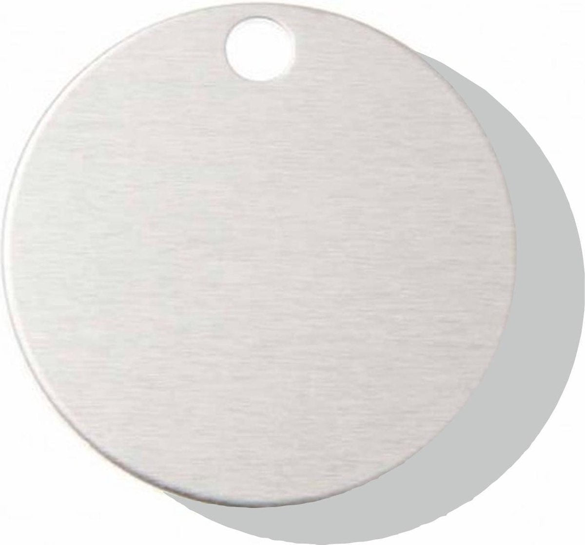 Hondenpenning Rond met gat groot zilver | 2 zijden graveren | Ø 32 mm