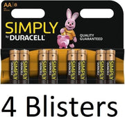 32 Stuks (4 Blisters a 8 st) Duracell AA Simply Batterijen