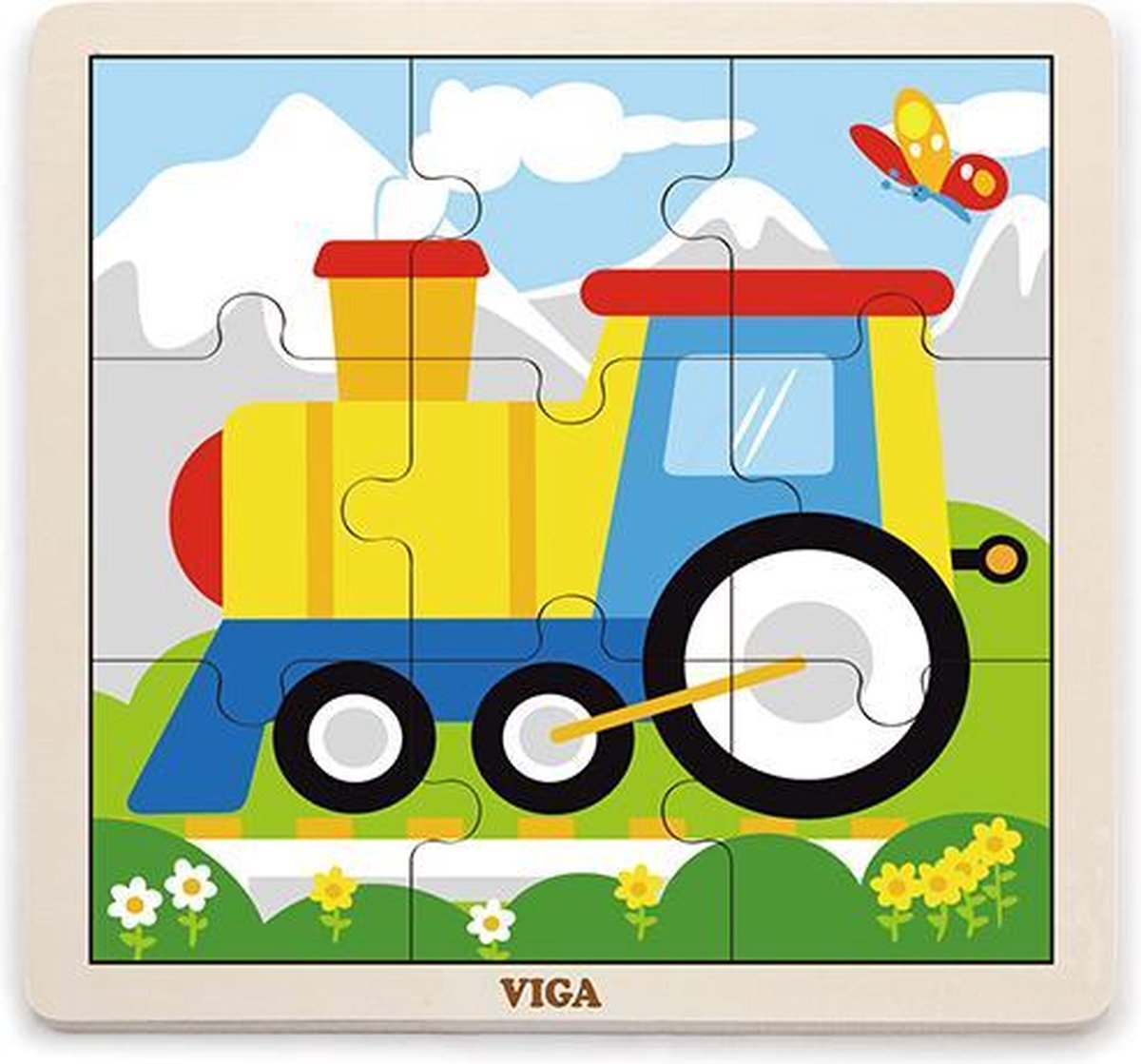 Viga Toys Houtenpuzzel Trein. 9 stukjes