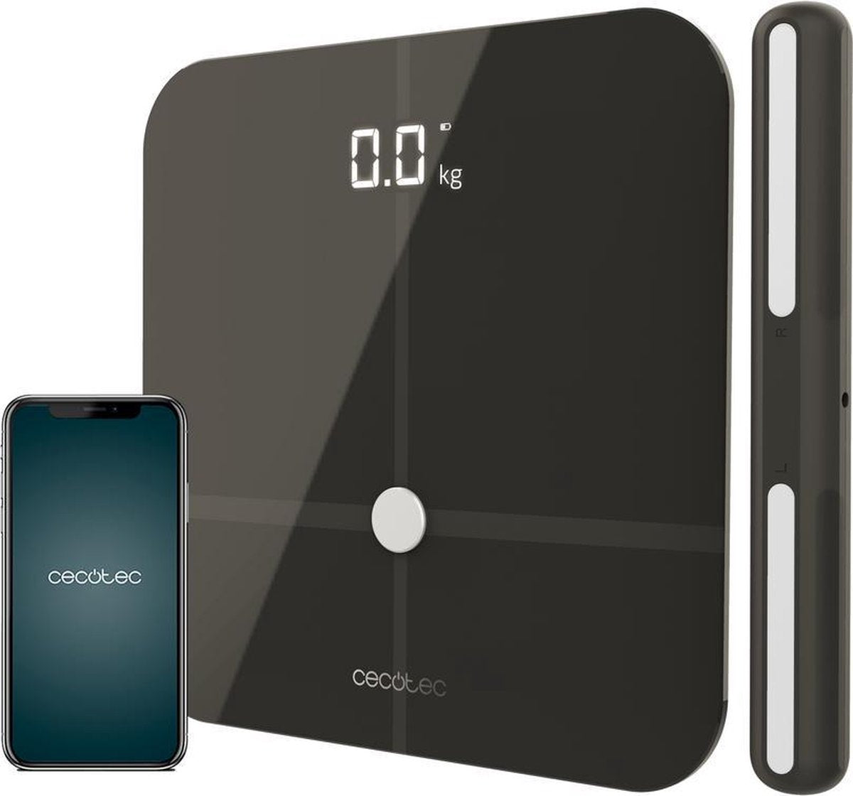 Cecotec Smart weegschaal 15 metingen - Personenweegschaal - Lichaamsanalyse - Vetpercentage - Spiermassa - BMI BMR - Botdichtheid - Zwart