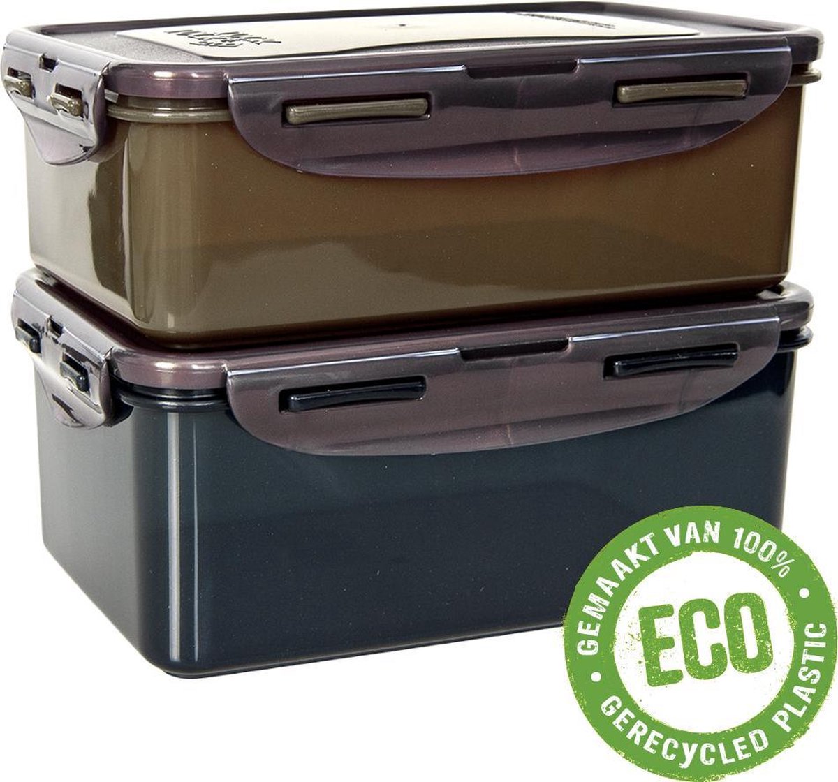 Lock&Lock ECO Vershoudbakjes | Bewaardozen voedsel | Lunchbox – Set van 2 stuks – Duurzaam – Zero waste – 100% gerecycled plastic – 1 + 1