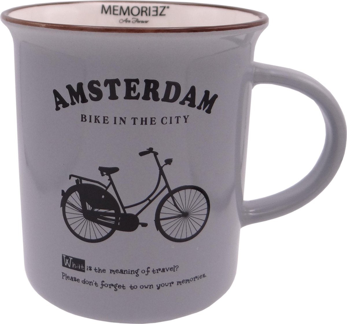 Memoriez Story Mok Bike Amsterdam Large Licht Grijs Set van 2 x 250ML