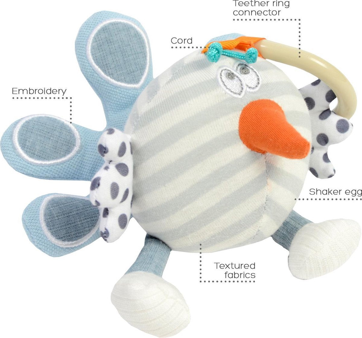 Dolce Toys Shaker Pauw - Pastel