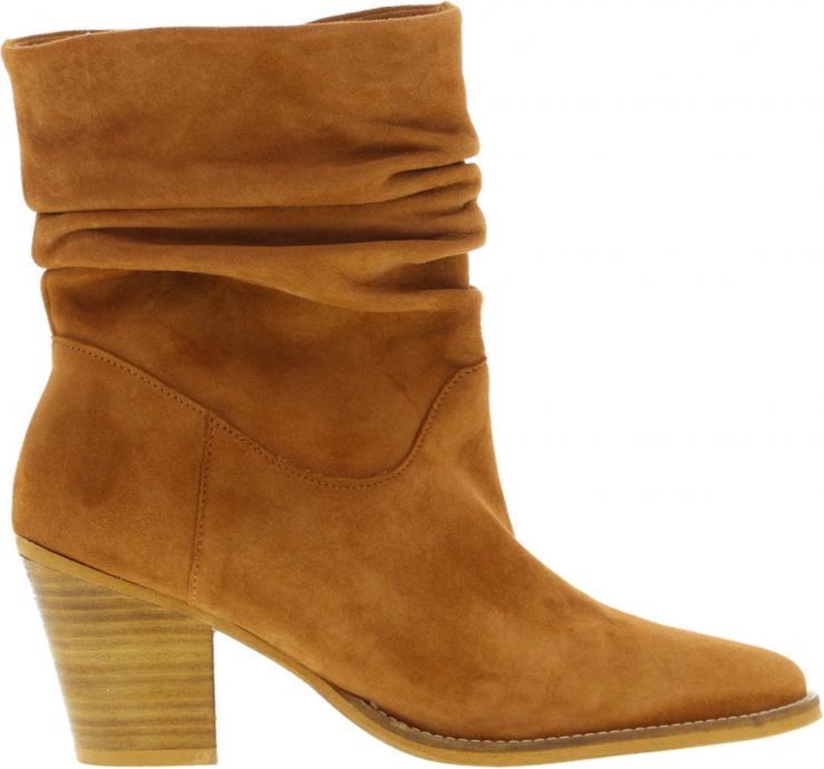 Tango | Ella western 21-d cognac suede wrinkle boot - natural heel/sole wooden heel/sole | Maat: 38