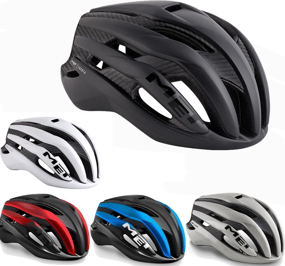 MET Trenta 3K Carbon Racefiets Helm - Kleur: Carbon Zwart