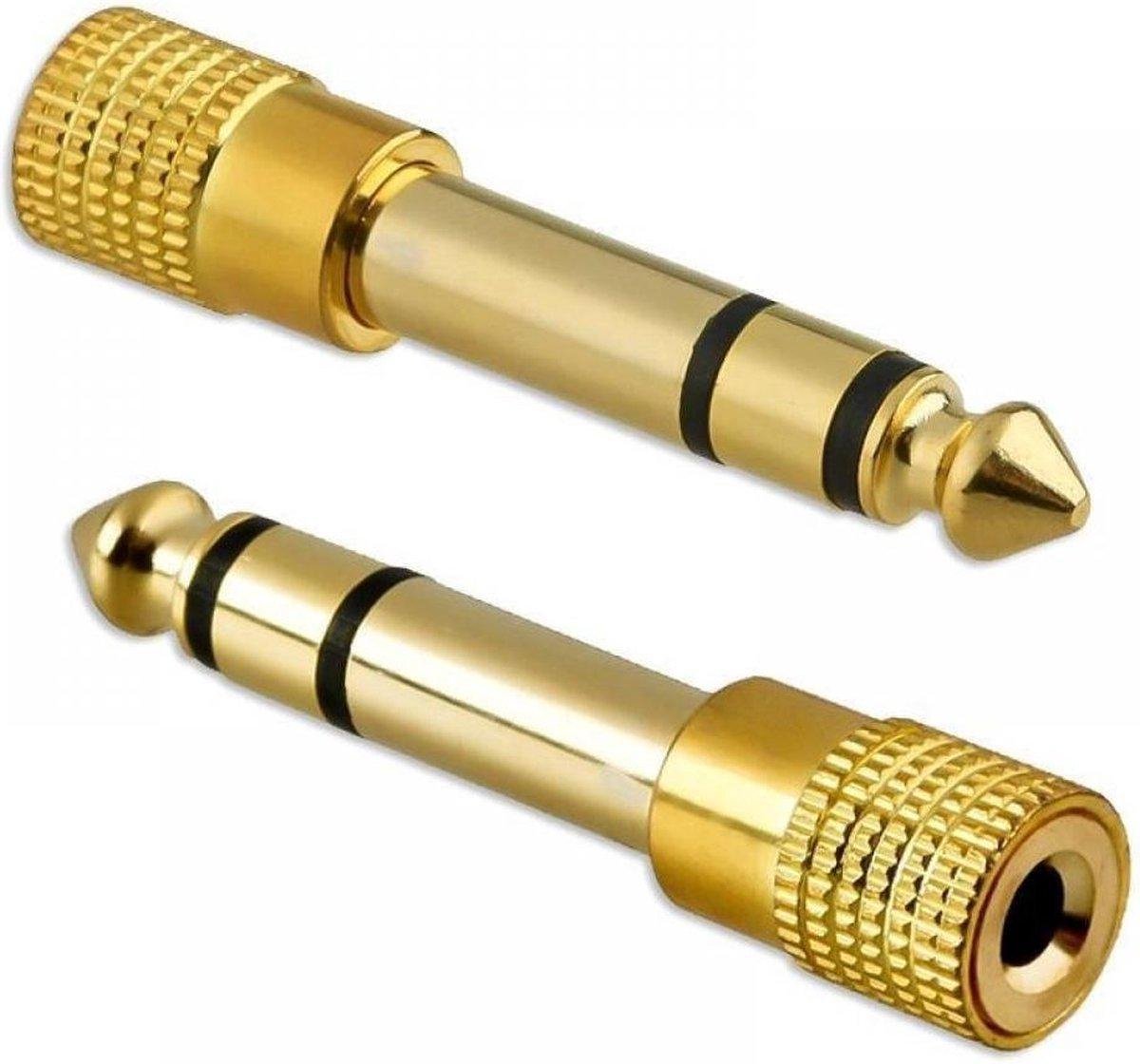 Garpex® Vergulde Audio Jack Adapter - AUX Stereo Adapter - 2 stuks - 6.35mm Male naar 3.5mm Female - Hoofdtelefoon