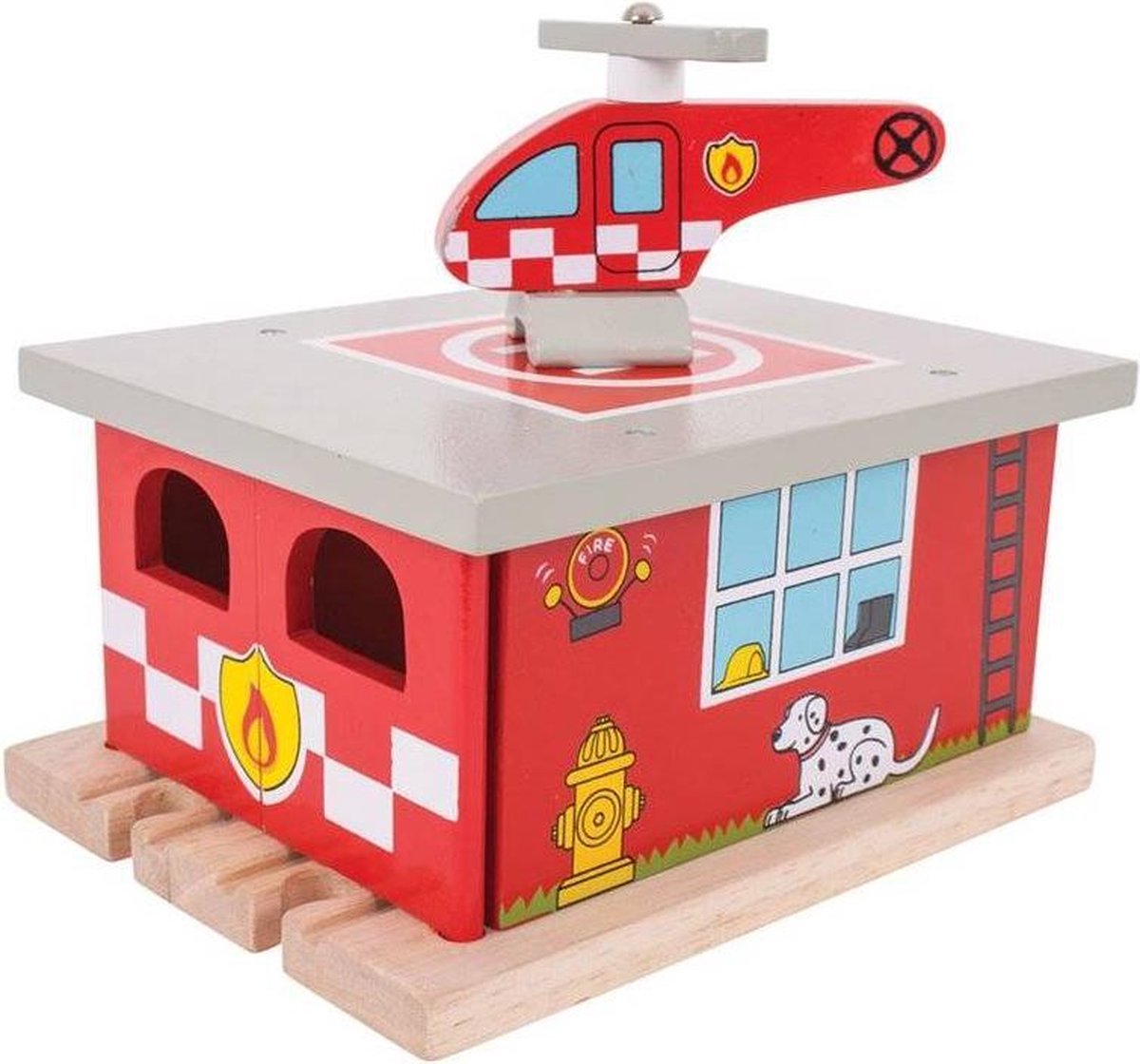 Bigjigs - Houten rails - Brandweerkazerne