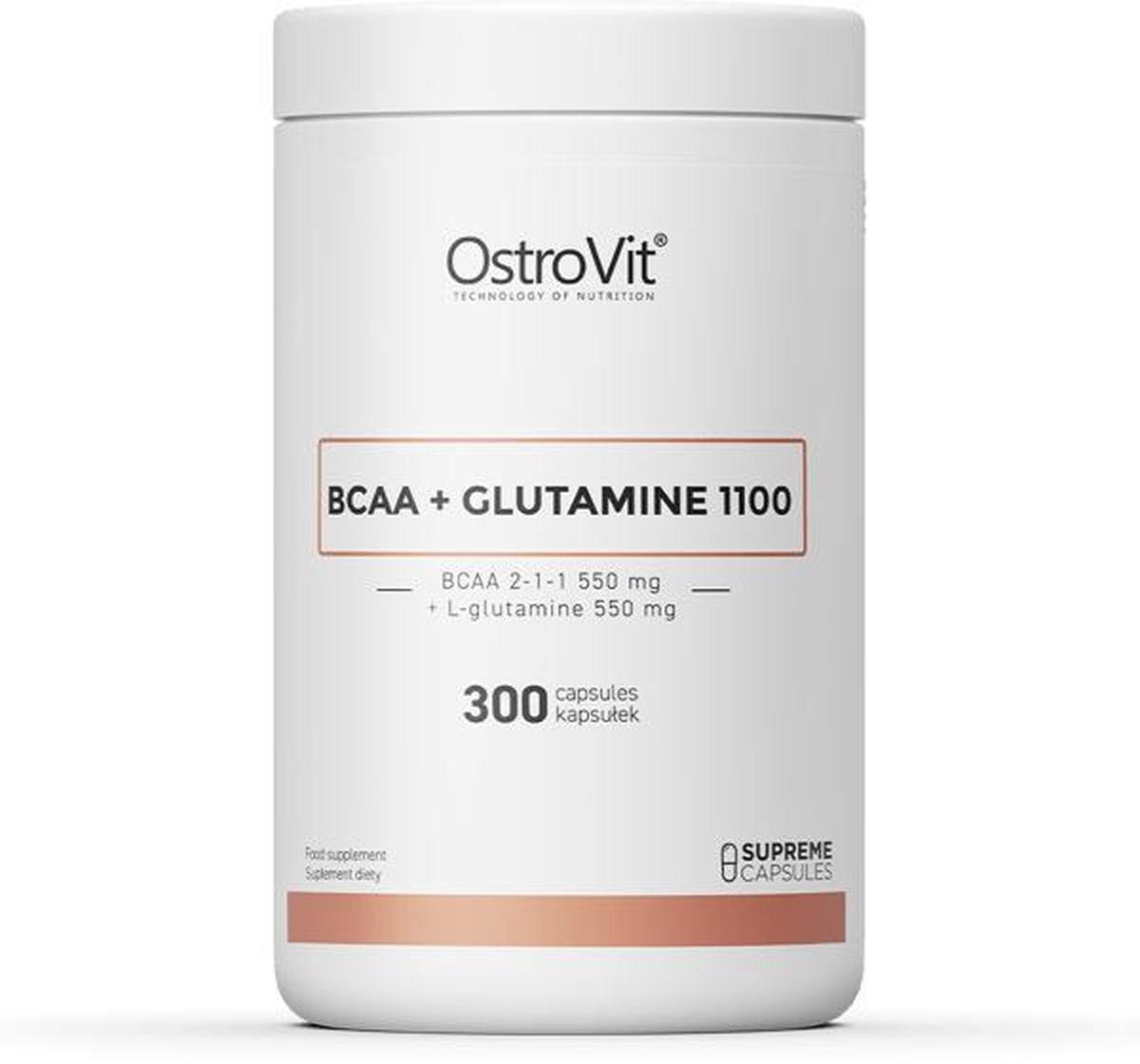 Aminozuren - BCAA + Glutamine 1100mg 300 Capsules Ostrovit -  + GRATIS Pill Box