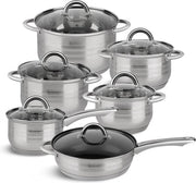 Edënbërg Classic Line - Luxe Pannenset - RVS - 12 delig - 5-laags bodem