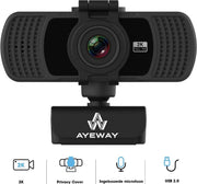 AyeWay Pro Max 2K Webcam - Inclusief Gratis Webcam Cover - Webcam voor PC - Microfoon - Werk & Thuis - Windows & Mac