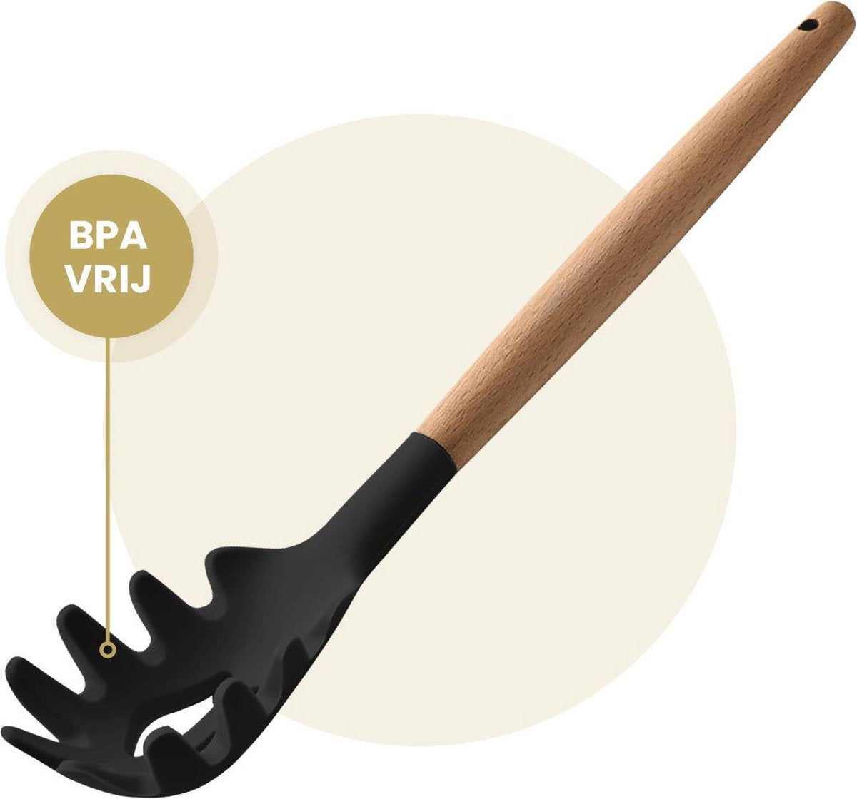 Hescom Siliconen Pastalepel - Spaghettilepel met Anti-aanbaklaag - Keukengerei met Ergonomisch Design