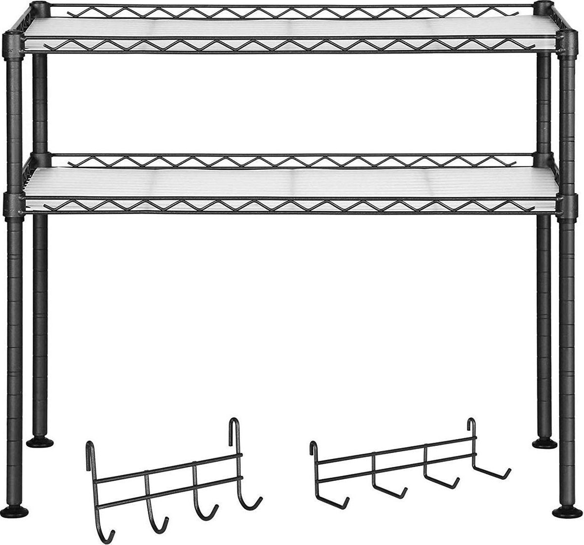 Nancy's Metalen Keukenrek - Kruidenrekje Voor Specerijen en Kruiden - Keukenrekje met 2 Lagen - Keuken Accessoires - Antraciet - 60 x 30 x 52 cm