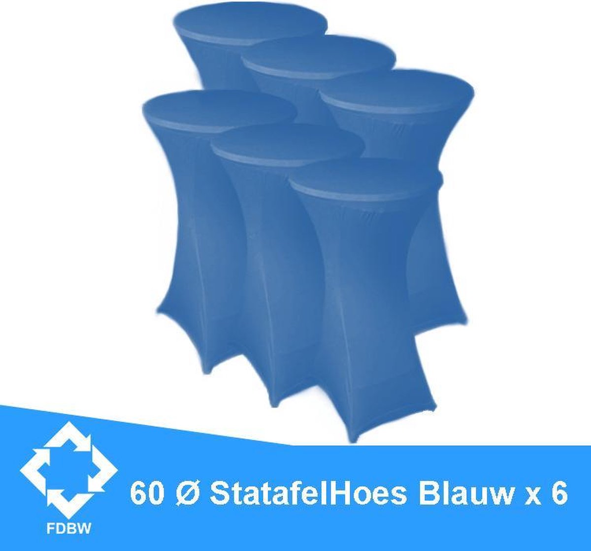 Statafelrok Luxe x 6 BLAUW - Statafel Tafelrok - Statafelhoes - Stretch – ∅60-65 x 110 cm – geschikt voor Horeca Evenementen | Sta Tafel Hoes | Statafel | Staantafelhoes | Cocktailparty | Trouwerij | Bruiloft | Sta-tafel rok | Statafelrok | SET VAN 6