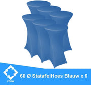 Statafelrok Luxe x 6 BLAUW - Statafel Tafelrok - Statafelhoes - Stretch – ∅60-65 x 110 cm – geschikt voor Horeca Evenementen | Sta Tafel Hoes | Statafel | Staantafelhoes | Cocktailparty | Trouwerij | Bruiloft | Sta-tafel rok | Statafelrok | SET VAN 6