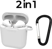 Anti Lost Case Cover Voor Apple Airpods -  Beschermhoes + Anti Lost Clip - Wit