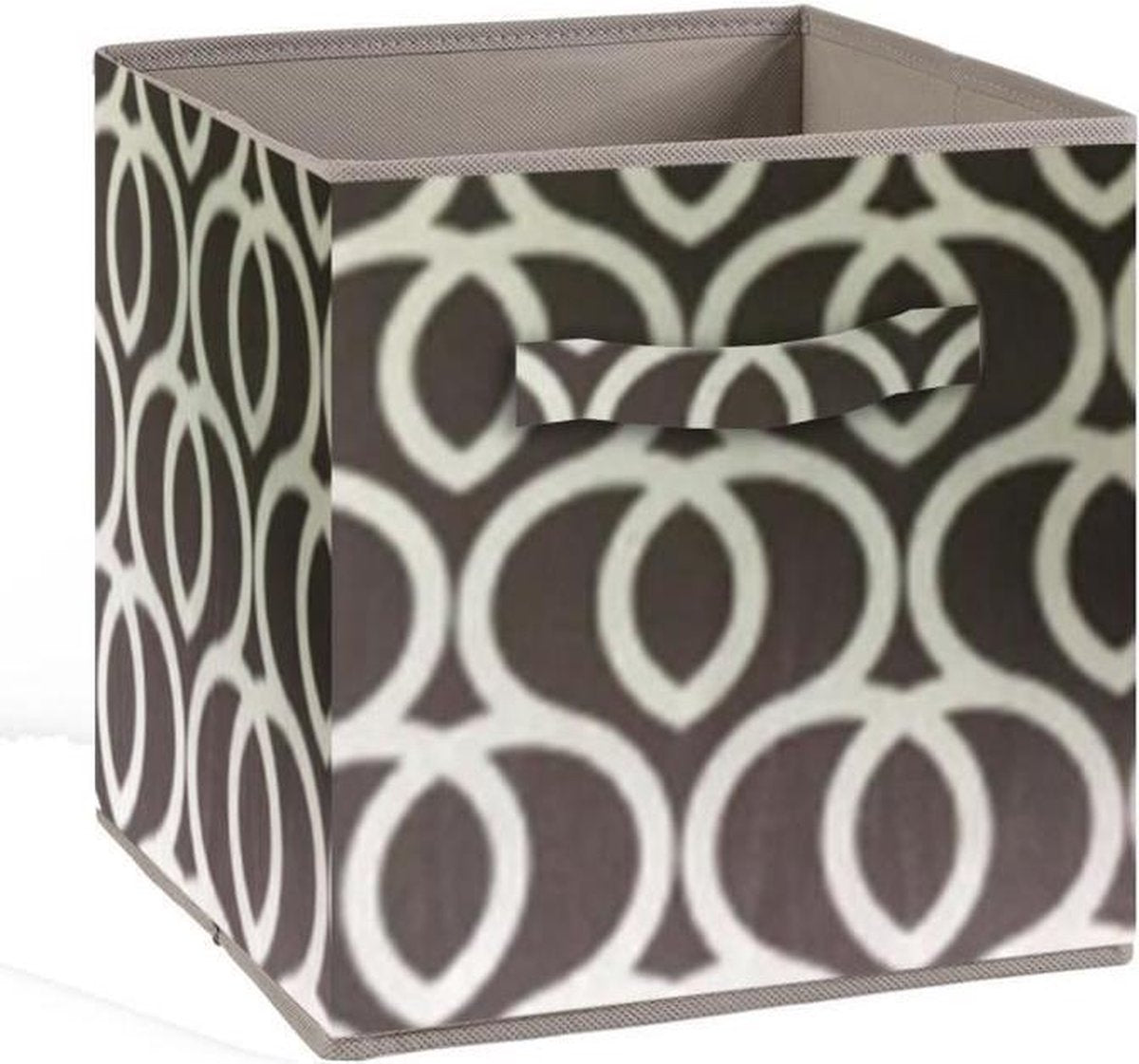 COMPO Opberglade - Stof - 27 x 27 x 28 cm - Cirkelvormig patroon - Bruin en wit