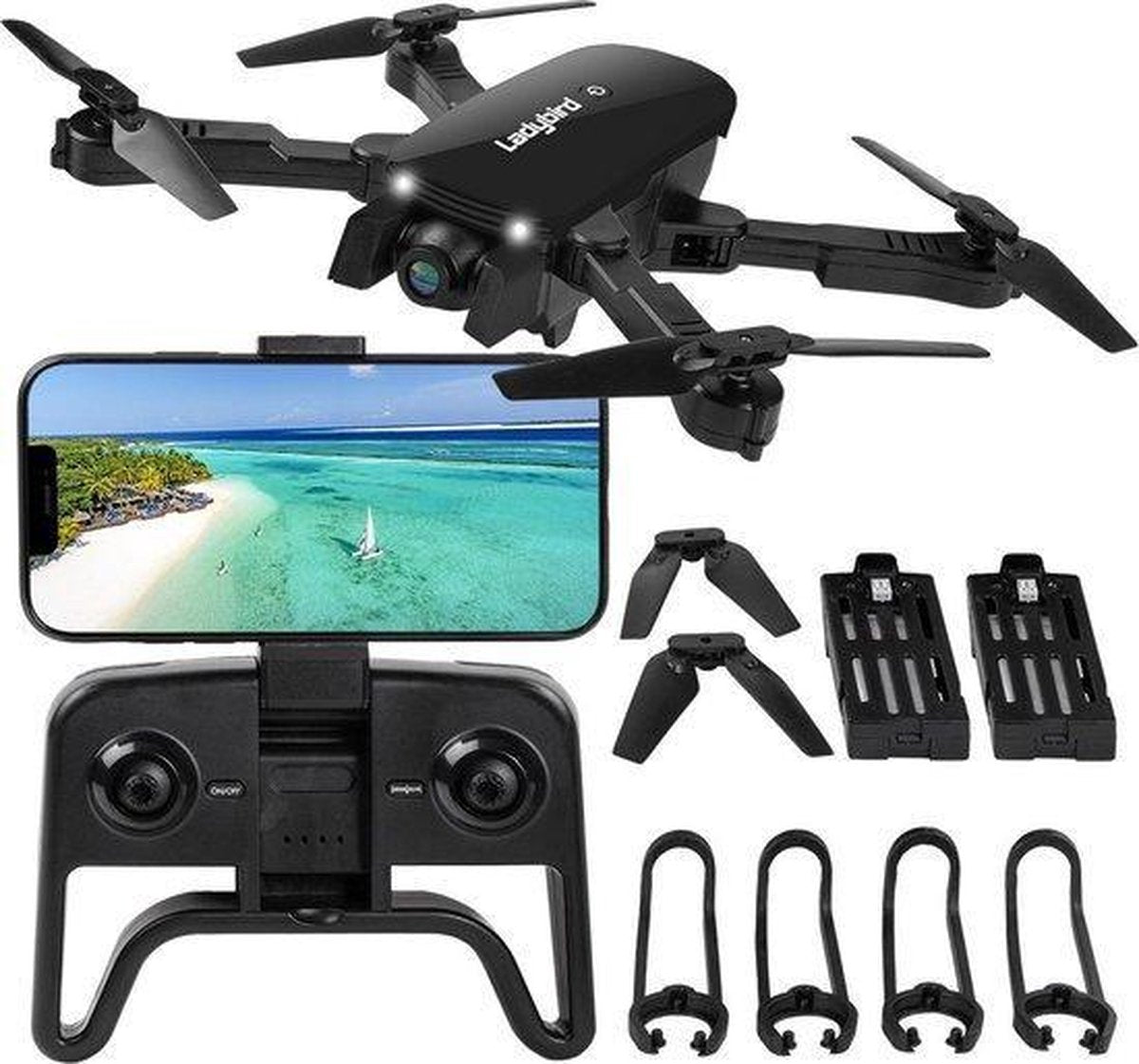 Drone - Zwart - 4K DualCamera - 5G WIFI FPV - Mini Drone - Voor Buiten - Inklapbaar - Foto - Video - Extra Accu - Quadcopter - ARODI