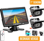 Strex Achteruitrijcamera Set Bedraad Met 2 Camera's (tegelijk bekijken) - 7" Scherm - 18LED Nachtzicht 15m - IP67 Waterdicht - Achteruitrij Camera