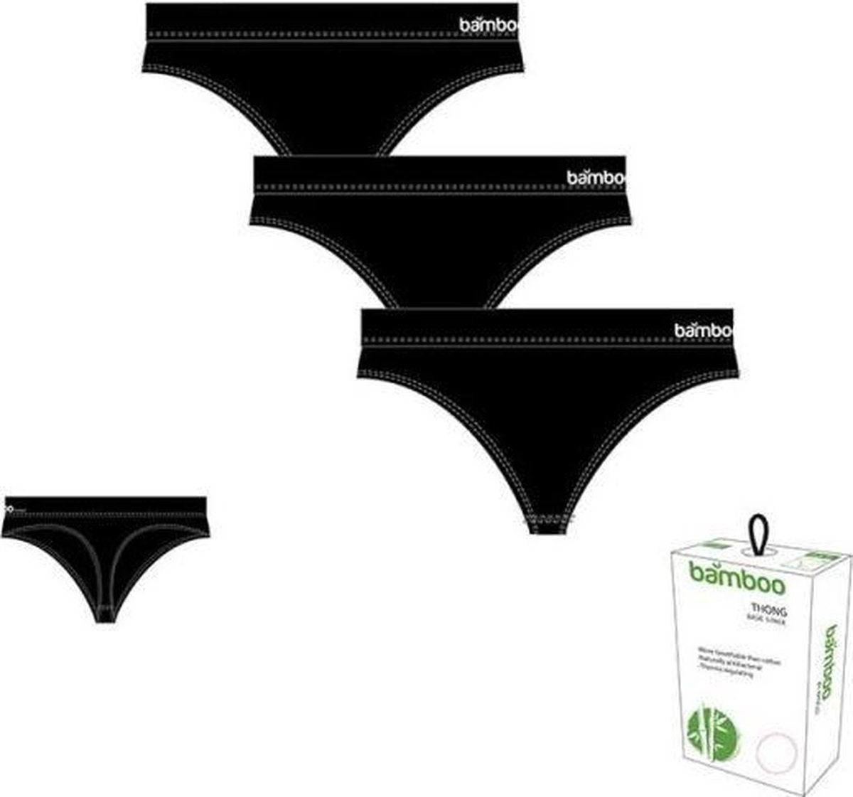 Bamboe String - Zwart - 3 Pack - M