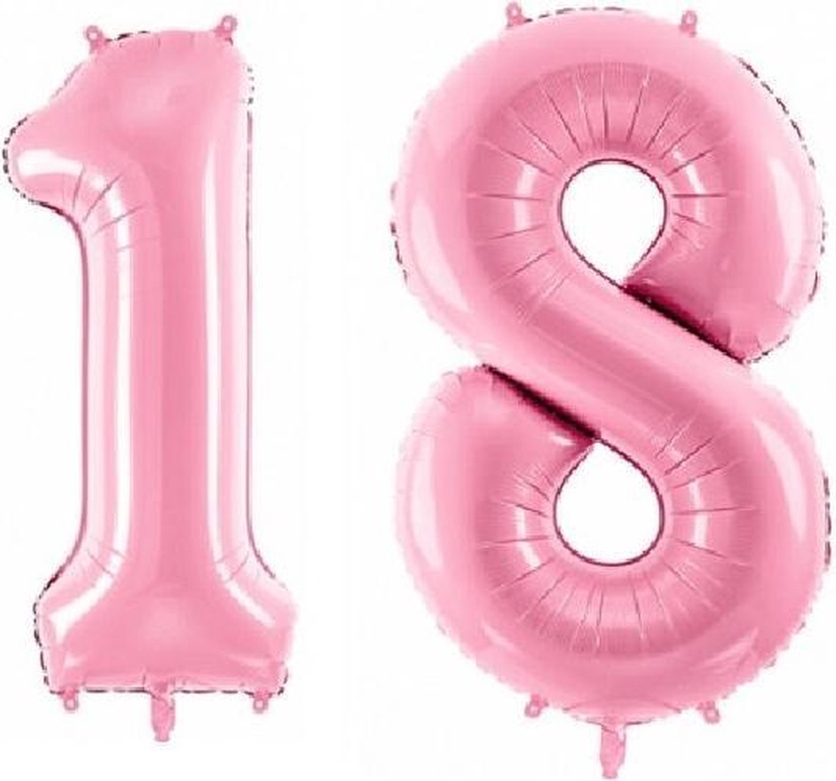 Folie ballon cijfer 18 jaar – 80 cm hoog – Roze - met gratis rietje – Feestversiering - Verjaardag