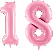 Folie ballon cijfer 18 jaar – 80 cm hoog – Roze - met gratis rietje – Feestversiering - Verjaardag