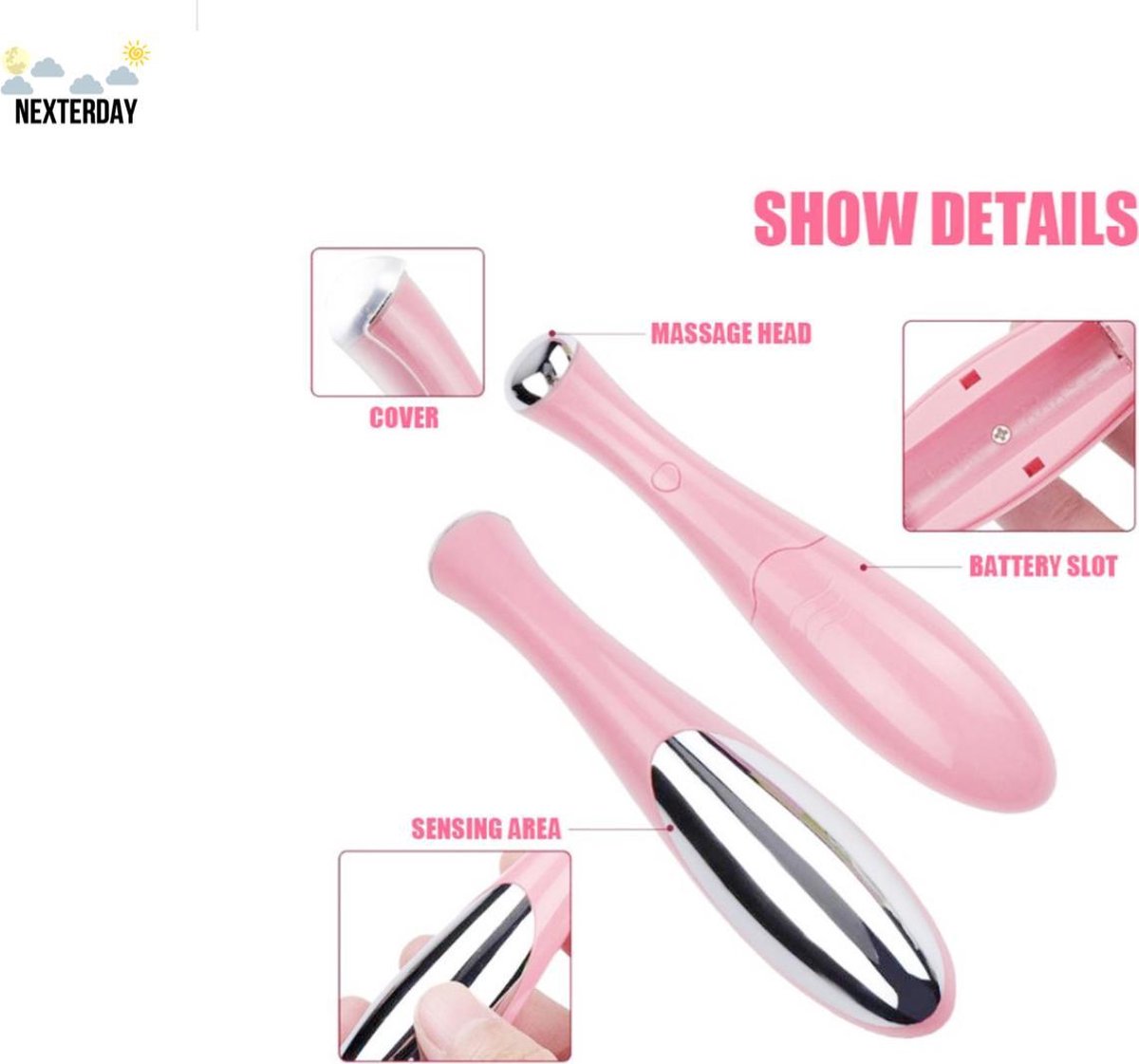 Nexterday- jade Roller - gezichtsroller - gezichtsmassage roller- gezichtsmassage apparaat- oogmassage - OOG MASSEERDER - GEZICHT MASSAGE APPARAAT - WALLEN MASSEERDER - WALLEN VERWIJDERAAR