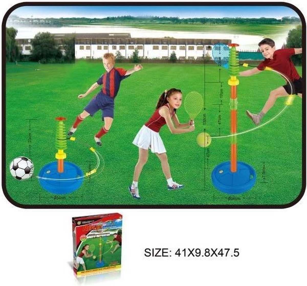 swingball tennisset en reflex soccer voetbaltrainer 2in1