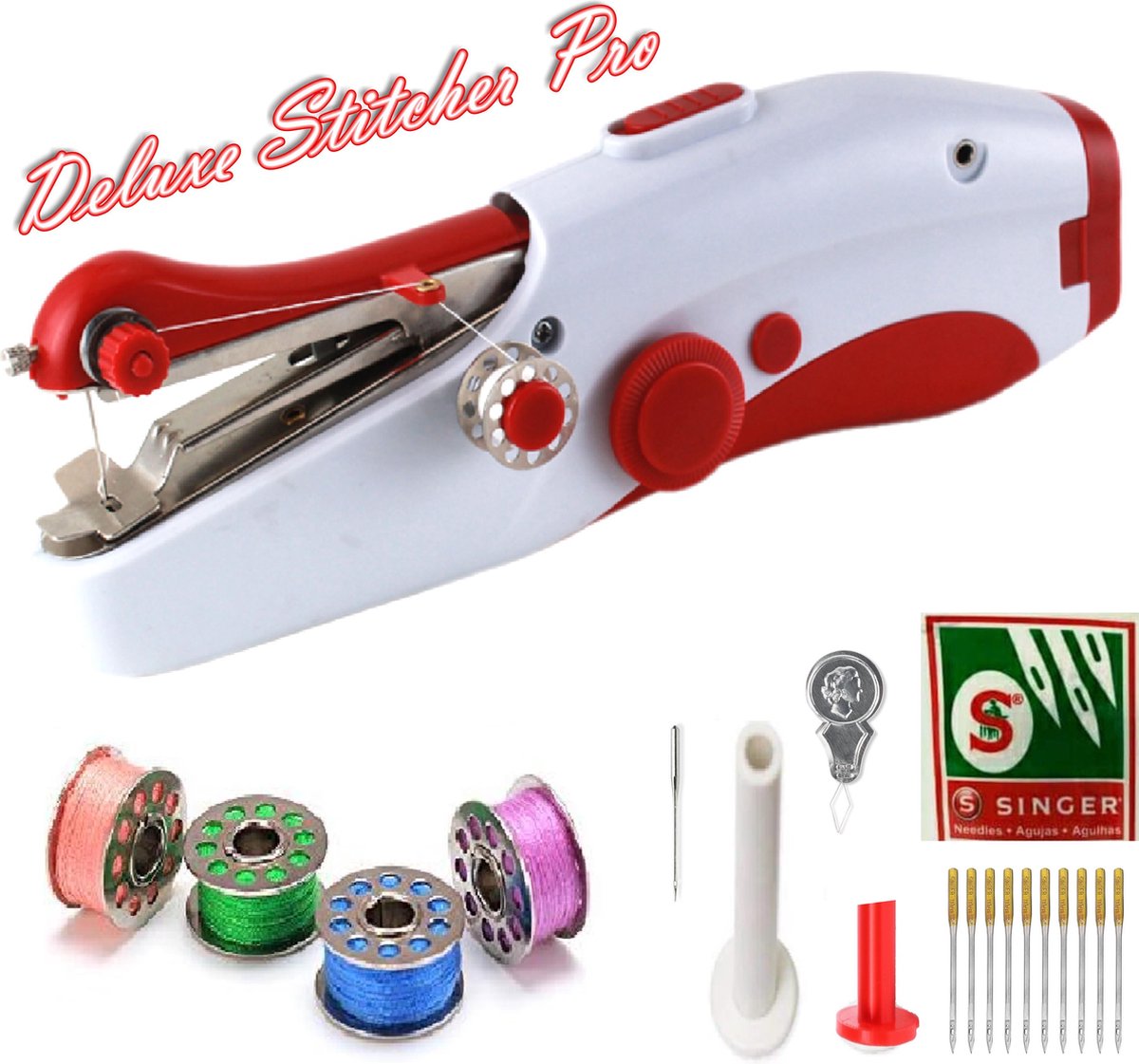 Deluxe Stitcher Pro - PREMIUM Handnaaimachine + 11 Extra Reserve Naalden en Accesoires