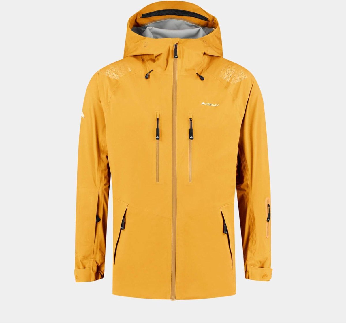 Cortazu Mountain Hard Shell Jas  Geel | Heren warme outdoor jas waterdicht & winddicht met capuchon