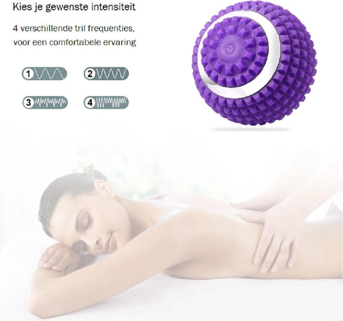 TipsTops Massagebal voor ontspanning en spieren - Spierpijn Spierstimulator elektrische Massage vibratie | Kleur paars